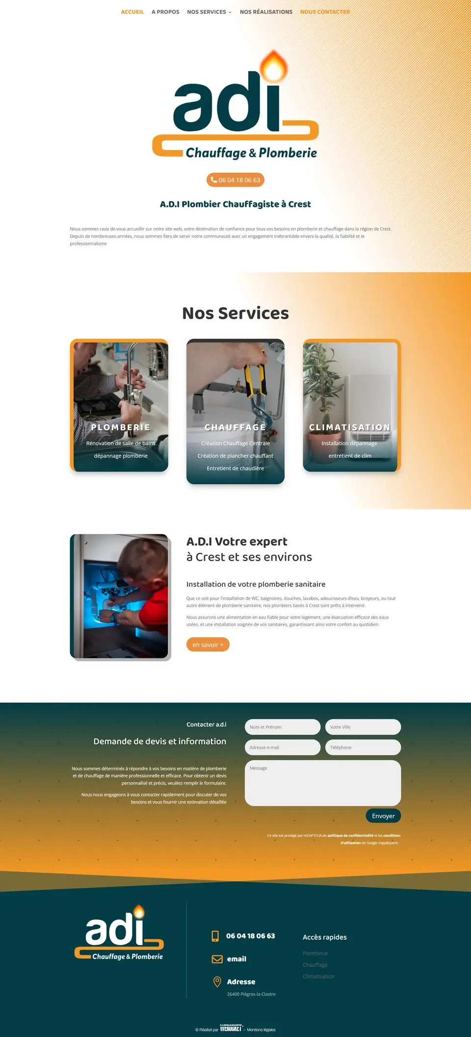 adichauffageplomberie.fr : site internet réalisé par Créatiic