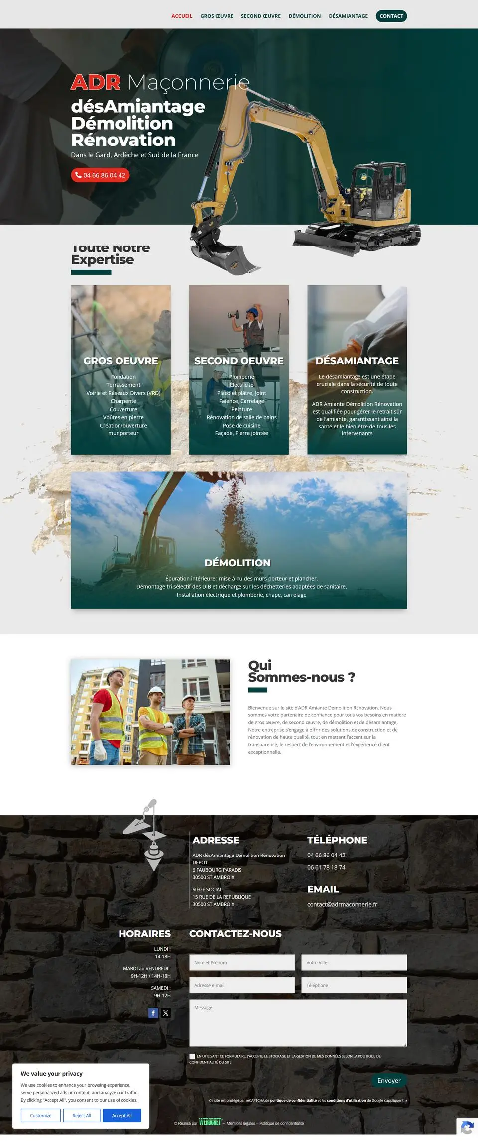 adrmaconnerie.com : site internet réalisé par Créatiic