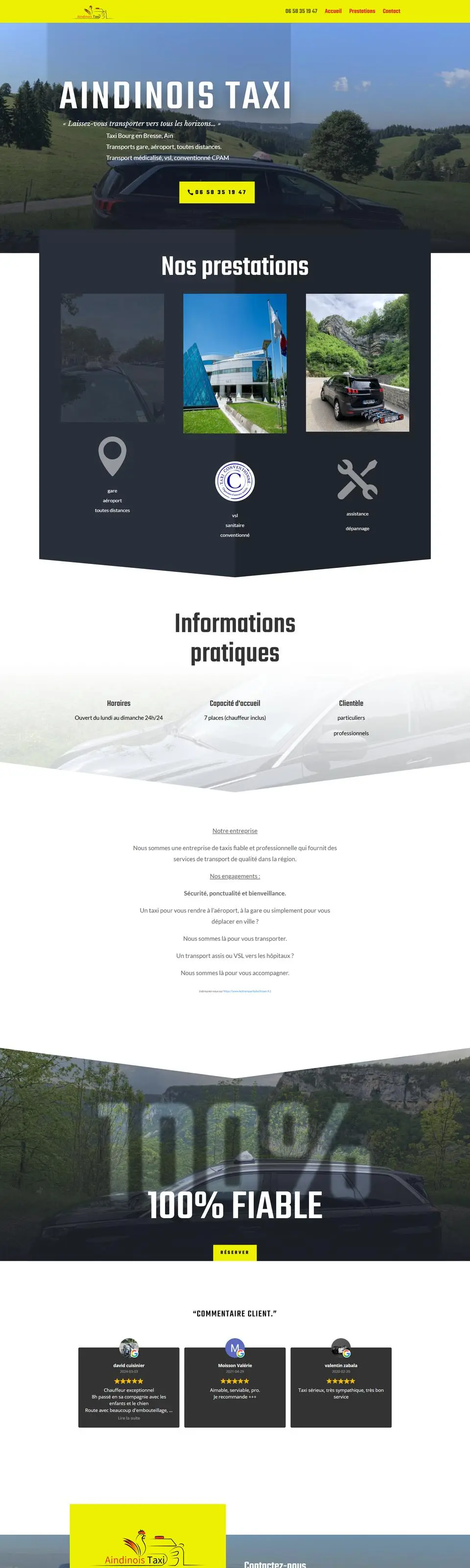 Aindinois Taxi, taxi dans l'Ain : site internet réalisé par Créatiic