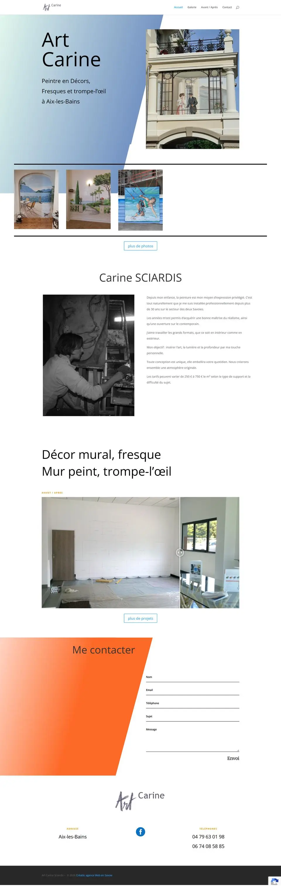 Art Carine, peintre en décors : site internet réalisé par Créatiic