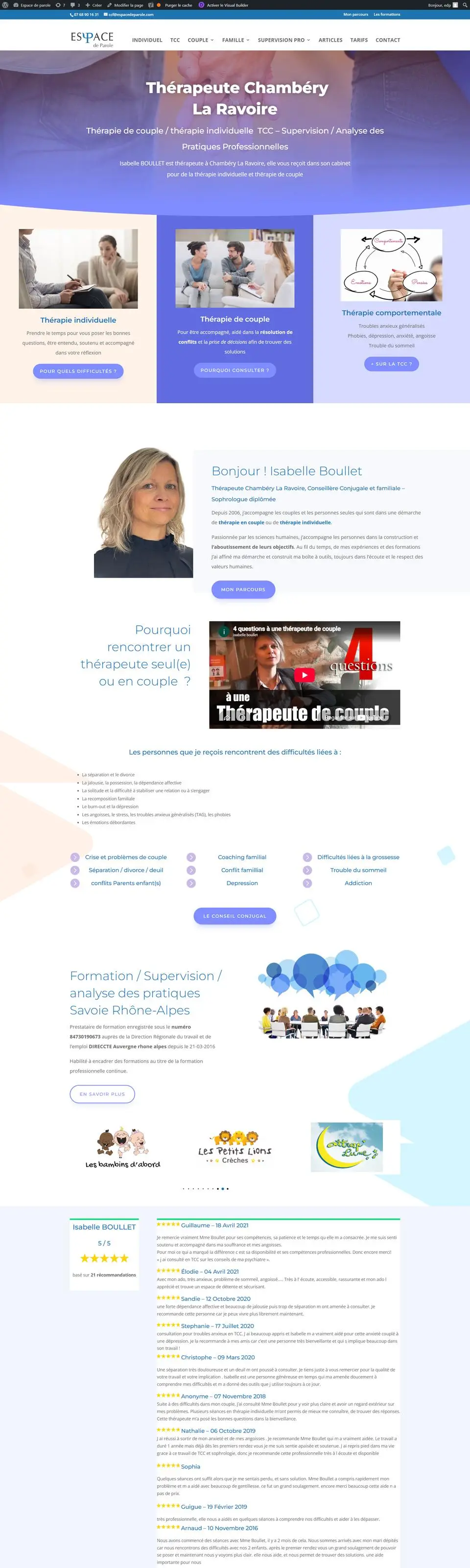 Espace de Parole, thérapeute à Chambéry : site internet réalisé par Créatiic