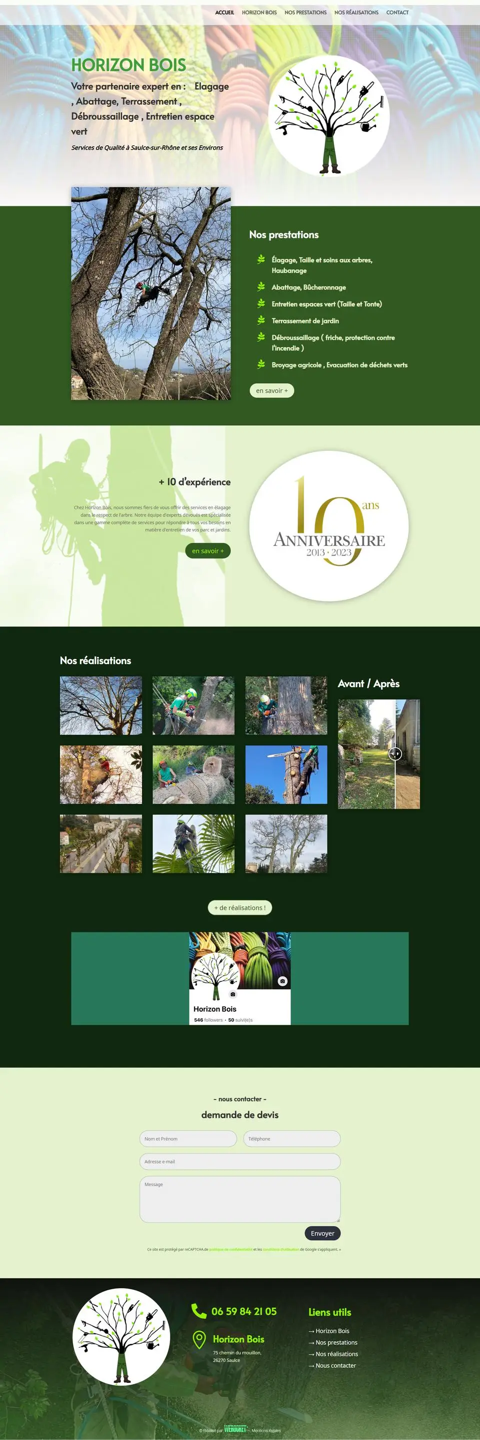 Horizon Bois, élagage et espaces verts : site internet réalisé par Créatiic