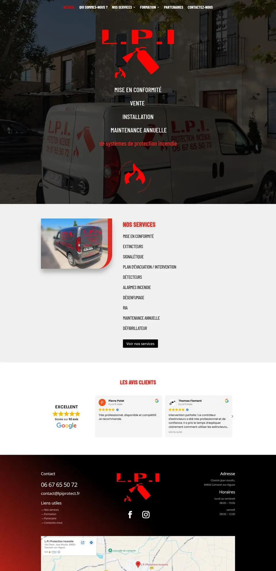 LPI Protect, protection incendie : site internet réalisé par Créatiic