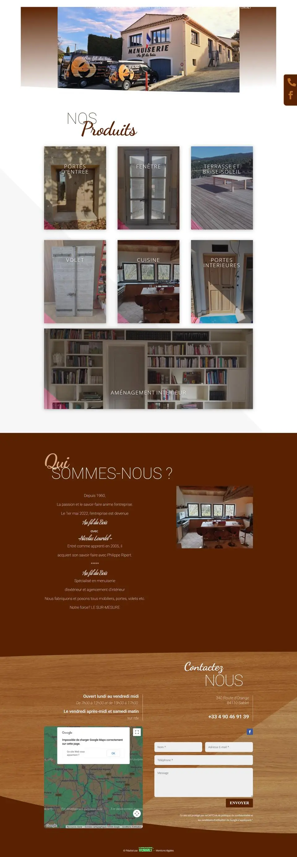 Au Fil du Bois, menuiserie : site internet réalisé par Créatiic