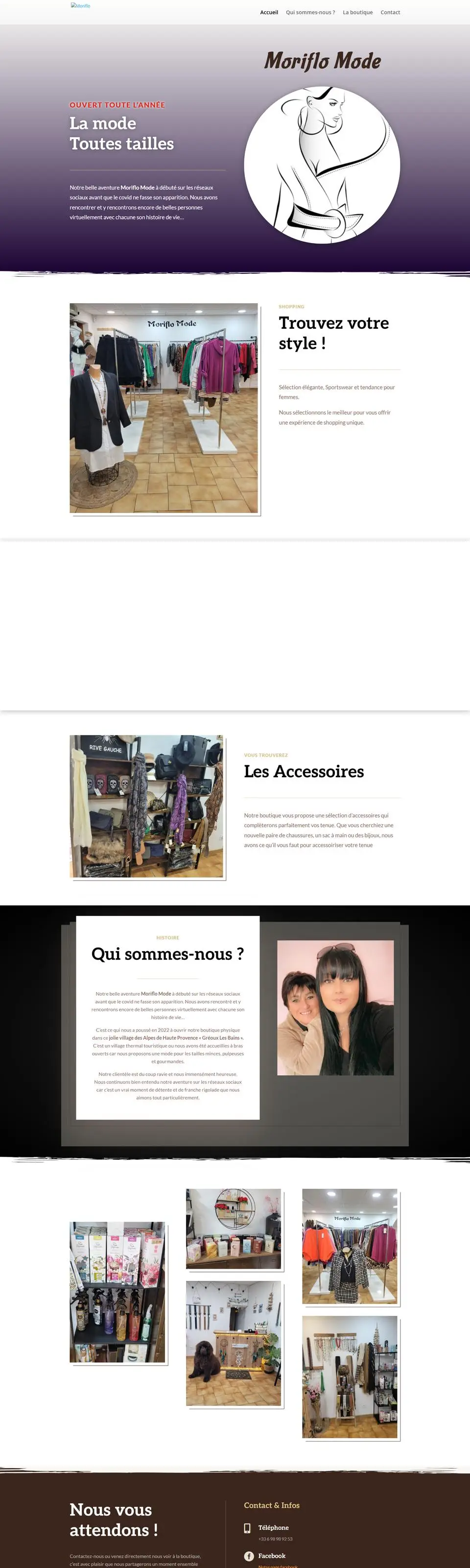 Moriflo Mode, mode toutes tailles : site internet réalisé par Créatiic