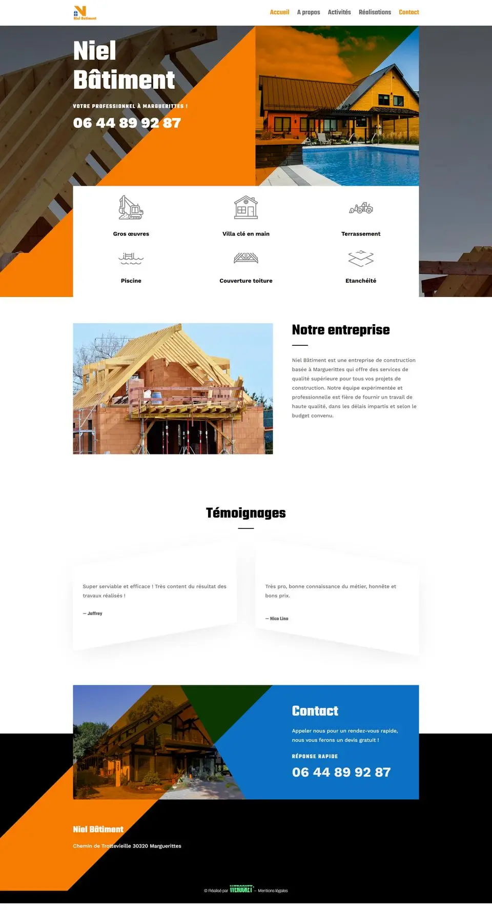 Niel Bâtiment, construction : site internet réalisé par Créatiic