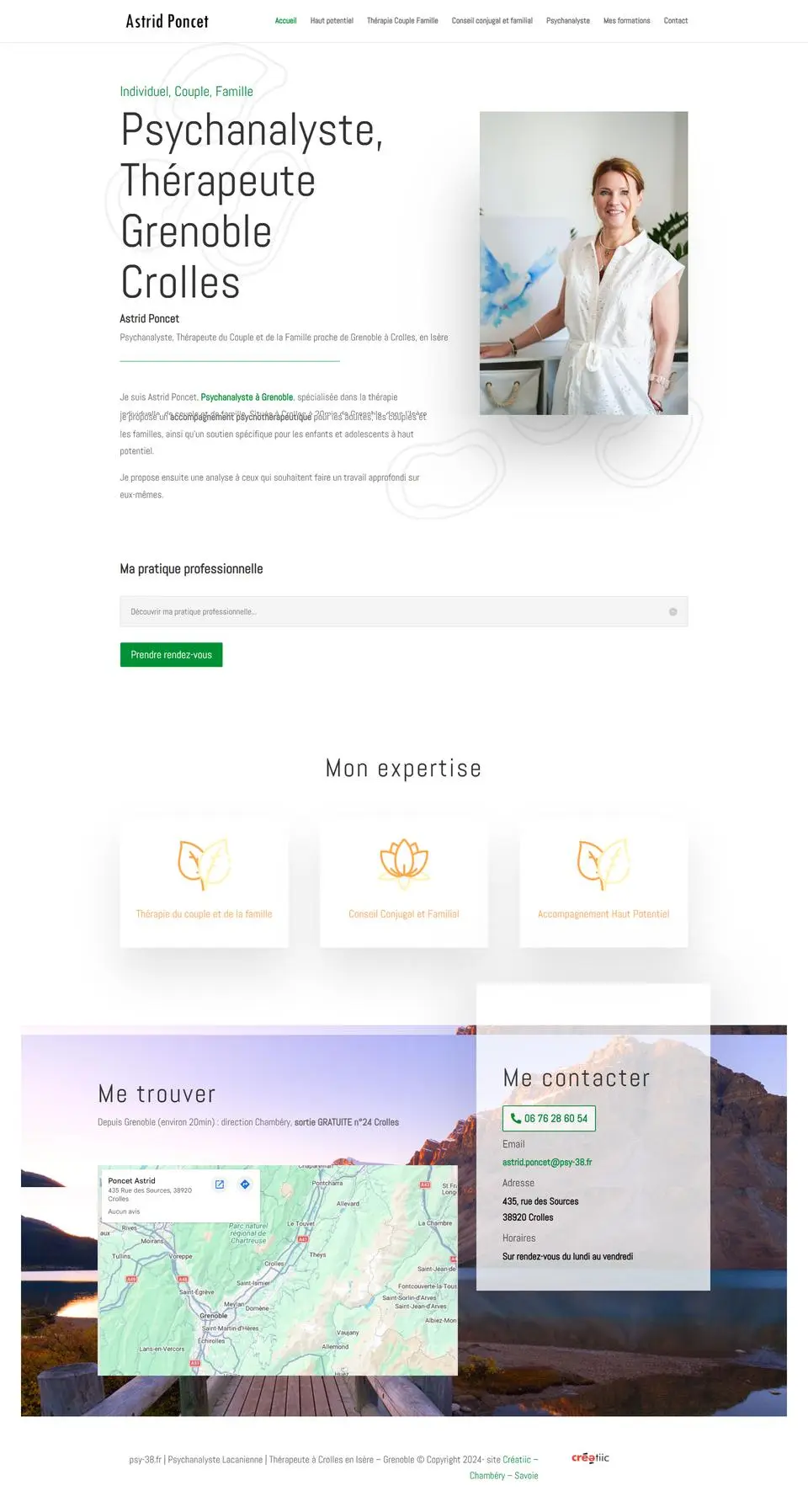 Psy-38, psychanalyste, Grenoble : site internet réalisé par Créatiic